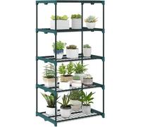 Étagère à fleurs à 5 niveaux - Meuble de rangement pour plantes, idéal pour l'intérieur et l'extérieur - Structure en métal - Hauteur : 137 cm - Autoportante - Vert foncé
