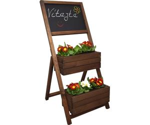 Étagère à fleurs marron avec tableau effaçable à la craie