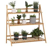 Étagère à fleurs - Outsunny - en bambou pliable support pots 3 étagères décoration - bambou - 100x39x97cm - naturel