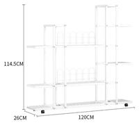 Étagère à fleurs pour intérieur et extérieur - Modèle H9037 - Étagère à fleurs - Étagère d'angle à plusieurs niveaux - Métal - Avec roulettes - Blanche