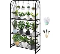 Étagère à fleurs réglable - Meuble pour plantes d'intérieur et d'extérieur - 1 pièce - noir - métal - 130,5 cm