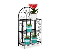Étagère à fleurs Relaxdays, pliable, 3 niveaux, pour balcon, jardin et intérieur, en métal, étagère à plantes L 83 x l 44,5 x H 25 cm, noire