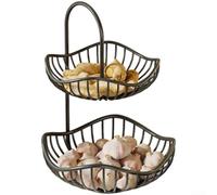 Étagère à fruits plan de travail de cuisine 2 étages en acier inoxydable support à légumes empilable pour fruits pommes de terre rangement organisateur 30 x 20 cm (A)