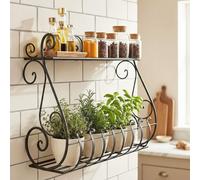 Étagère à herbes DanDiBo, étagère de cuisine, étagère de balcon, étagère murale en métal noir Sebino 50 cm, étagère murale pour fleurs, support pour plantes, support mural pour fleurs, cuisine, balcon