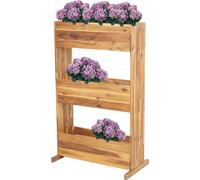 Étagère à jardinières MCW-L20, jardinière surélevée, 115 x 71 x 40 cm, pour l'extérieur, en bois d'acacia MVG, 3 rangées, marron