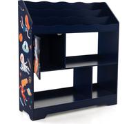 Étagère à jouets 3 en 1 avec compartiments de rangement et porte Bibliothèque pour enfants à 3 niveaux 93 x 30 x 100 cm bleu