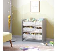 Étagère à jouets - 9 boîtes - Gris tourterelle - 29 5x62 5x60 cm - Sécurisée - Montage facile