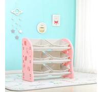 Etagère à jouets à trois niveaux en plastique, rose