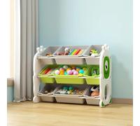 Etagère à jouets à trois niveaux en plastique, verte