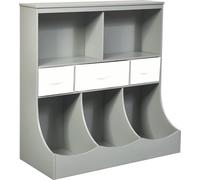 Étagère à jouets avec 5 compartiments et 3 tiroirs, étagère pour enfants, organiseur de jouets 93 x 40 x 94 cm gris