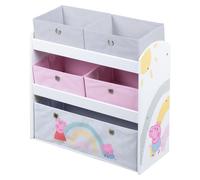 Étagère à jouets en bois Peppa Pig de roba - Étagère à jouets avec 5 boîtes - Étagère de rangement Montessori pour garçons et filles - Blanc