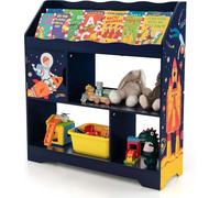 Étagère à jouets - Étagère à livres pour enfants 3 en 1 - 3 niveaux - Compartiments de rangement avec porte - 93 x 30 x 100 cm - Bleu