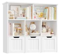 Étagère à jouets pour enfants - Étagère en bois avec 3 tiroirs et 6 compartiments - Bibliothèque pour chambre d'enfant et salle de jeux 100 x 33 x 89,5 cm - Blanc
