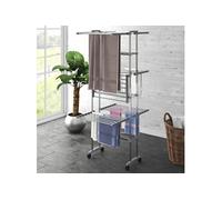 vidaXL Séchoir à linge à 3 étages avec roulettes argenté 60x70x129 cm