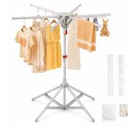 Étagère à linge pliable, avec 6 bras, réglable en hauteur, de 120 à 170 cm, idéale pour le camping