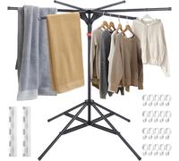 Étagère à linge pliable - Porte-vêtements standard - Pour sécher le linge - Réglable en hauteur - 170 cm de hauteur - Noir
