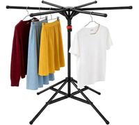 Étagère à linge pliable - Sèche-linge pour vêtements - Séchage du linge - Conception gain de place - 170 cm de hauteur - Noir