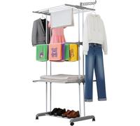 Étagère à linge pour balcon - Sèche-linge pliable - Pour faire sécher les vêtements - Six bras extensibles - Hauteur : 170 cm - Couleur : bleu