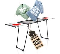 Étagère à linge XXL - Sèche-linge vertical - Pour faire sécher les vêtements - Ailes extensibles - 20 mètres de corde à linge - Noir