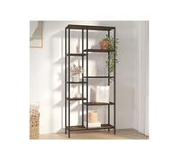 vidaXL Étagère à livres Acier et bois d'ingénierie 80x30x180 cm Marron foncé et noir