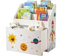 Étagère à livres en bois, 3 niveaux, avec système anti-basculement – Fabriquée en MDF et en panneaux de particules – Dimensions : 62,5 x 29,5 x 70 cm