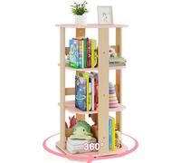 Étagère à livres et jouets pour enfants - Étagère d'angle pivotante à 360° - 3 niveaux - 12 compartiments - Autoportante - Bois - Rose