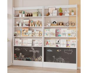 Étagère à livres Fortuna Lai, étagère d'exposition, lot de 2 étagères à livres, étagère à livres pour chambre d'enfant, étagère de rangement à 4 niveaux + rebord noir à peindre, protection anti-bascul