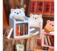 Étagère à livres mignonne en forme d'ours, décoration de maison de poupée. Accessoires miniatures en résine crème pour maison de poupée, livres, bibliothèque, décoration de bureau, accessoires photo, 