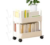 Étagère à livres mobiles avec roulettes - Étagère de rangement de sandwichs à 2 niveaux | Chariot à collations d'étrier de rangement de livres mobiles Carry avec roue pour étudiants