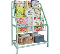 Étagère à livres pour enfants, petite bibliothèque, étagère pour enfants, meuble de rangement pour livres et jouets, présentoir idéal pour les petits espaces, salon, bureau, chambre d'enfant (vert)