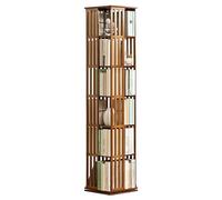 Étagère à livres rotative à 360°, 5/6 niveaux en bambou - Bibliothèque d'angle haute sur pied - Étagère de rangement pour salon, chambre à coucher et bureau