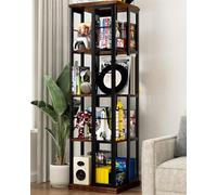 Étagère à livres rotative iSunirm, étagère d'angle, bibliothèque pivotante en bois à 360°, bibliothèque sur pied, étagère étroite et tournante, meuble de rangement pour petits espaces, marron rustique
