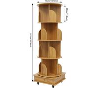 Étagère à livres - Tour de rangement pivotante - 4 niveaux - Pivotante à 360° - Peu encombrante - Pour livres et jouets - Enfants/étudiants - Jaune