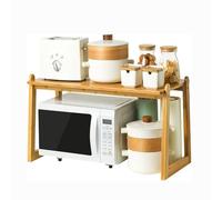 Étagère à micro-ondes à 2 niveaux en bambou - Organiseur de cuisine multifonction pour grille-pain, appareils et four à micro-ondes - Économiseur d'espace et étagère élégante