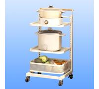 Étagère à micro-ondes robuste à 4 niveaux avec rangement, étagère de cuisine noire pour comptoir, organiseur réglable pour économiser de l'espace pour les petits espaces