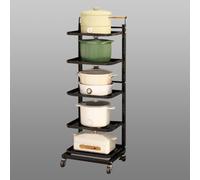 Étagère à micro-ondes robuste à 4 niveaux avec rangement, étagère de cuisine noire pour comptoir, organiseur réglable pour économiser de l'espace pour les petits espaces