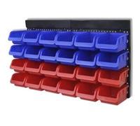 vidaXL Étagères bac à bec murales – 2 pcs – Plastique – Bleu et rouge – Bacs amovibles
