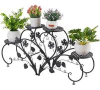 Étagère à plantes avec 4 étagères - Support en fer forgé pour plantes en pots - Charge maximale 20 kg - Maison Balcon Terrasse Jardin - Buffet - 90 x 42 x 21 cm - Noir