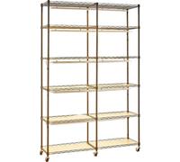 Étagère à plantes avec éclairage de culture, support à plantes à double rangée à 6 niveaux, présentoir pour plantes d'intérieur de 180 cm de haut avec roulettes et minuterie, lampes de culture à spect
