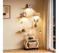 Étagère à plantes avec lampe de croissance, 70×30×122cm, support métallique pour intérieur et balcon, Blanc