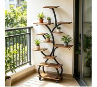 Étagère à plantes avec lampe de croissance, 70×30×122cm, support métallique pour intérieur et balcon, noir