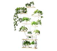 Étagère à plantes avec lampe de croissance, 80×26×155cm, support métallique pour intérieur et balcon, Blanc