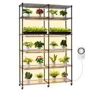 Étagère à plantes avec lampe de croissance - Lampes à spectre complet de 200 W - Dimensions : 120 x 35 x 180 cm - 6 niveaux, double rangée