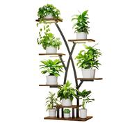 Étagère à plantes avec lampe de culture - Étagère à plantes à 7 niveaux - Structure en métal et étagères en bois, 106 cm - Étagère d'angle pour salon, balcon ou jardin