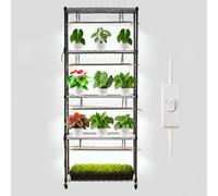 Étagère à plantes avec lampes de culture - Support à plantes sur roulettes - LED 192 W - Spectre complet 5000 K - Métal - Pour la culture de graines - Dimensions 75 x 35 x 180 cm