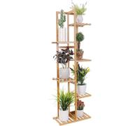 Étagère à plantes en bambou de 124cm de haut - Étagère à plantes robuste pour