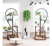 Etagère à plantes en fer forgé avec 2 crochets de suspension et 6 niveaux - Décoration pour l'intérieur et l'extérieur - 165 x 112 x 28 cm