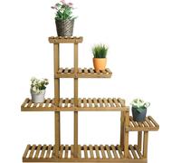 Étagère à plantes HWC-L71, Étagère à fleurs, 5 étagères, 95x105x25cm Outdoor Sapin Bois FSC®, brun