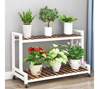 Étagère à Plantes Moderne à 3 Niveaux pour Une Utilisation intérieure et extérieure, Support décoratif en Forme d'échelle pour Patio, Balcon ou Jardin (Blanc, 2 Niveaux, 100 cm)