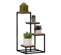 Étagère à plantes - Outsunny - étagère à fleurs métal bois 4 niveaux style industriel - bois - 40x40x75,5cm - naturel